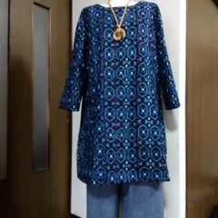 絣リメイク　チュニック　綿　ゆったりサイズ