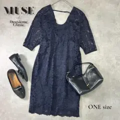MUSE de Deuxieme Classe 総レース ワンピース ネイビーのサムネイル