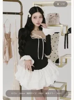 デザインネックリボンミニワンピース free ブラック Darich