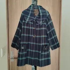 チェックコート ネイビーとグリーン