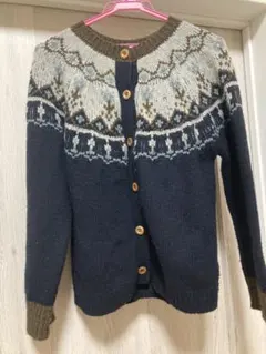 【ふさこ様専用】ネイビー フェアアイル柄 カーディガン