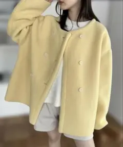 anchic アンシック　ノーカラーボアショートコート