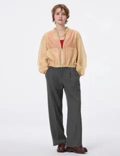 GU ジーユー タックワイドパンツ グレー Lサイズ 35