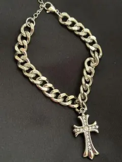 ステンレス シルバー クロスチャーム ブレスレット 十字架