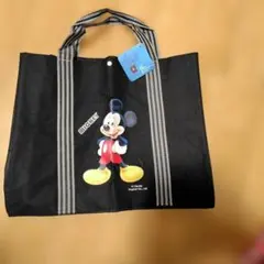 Disney ミッキーマウス キャンバストートバッグ　黒　裏無地　綿