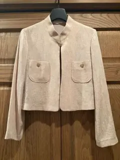 ノーカラージャケット ベージュ　レディーストップス