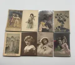 ポストカード 写真カード 3枚 子ども 人形 セピア色 1920年代/K719 ポストカード 写真カード 3枚 子ども 人形 セピア色 1920年代/K719