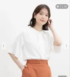 【未使用】ハニーズ 5分袖ボウタイブラウス