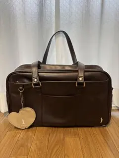 美品 EASTBOY 合皮スクールバック スクバ ブラウン キーホルダー付き
