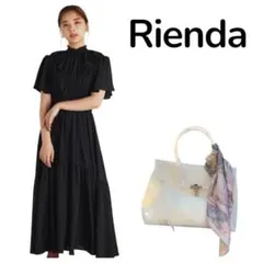 新品 rienda シャーリングティアードワンピース 黒 M タグ付のサムネイル