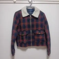 中古美品 アウター ボアジャケット 秋　チェック柄