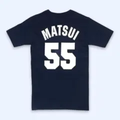 新品タグ付☆松井秀喜 55 Tシャツ Fサイズ ネイビー×プリント