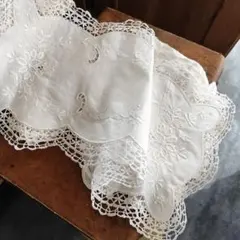 新品 ベルギーレース テーブルセンタードイリー リネン刺繍レース