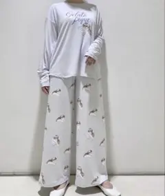 【新品未使用未開封】ジェラピケ　シーズー柄　ロングパンツ　ブルー