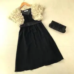 ドレス ボレロ バッグ 3点セット フリー 黒 結婚式 パーティーシンプル 黒
