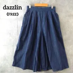 ダズリン ガウチョ パンツ ワイド フレア フリー デニム風 ウエストゴム