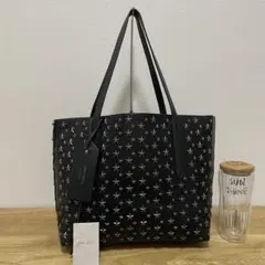 《美品》JIMMY CHOO（ジミーチュウ）レザー トートバッグ 黒×シルバーのサムネイル
