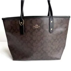 【極美品】COACH コーチ トートバッグ シグネチャー レザー ブラウン