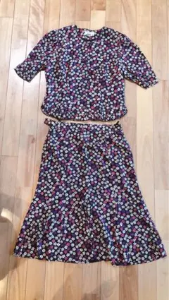 入学式卒業式　花柄　ヴィンテージツーピース　古着