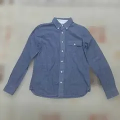 BROWNY ブラウニー 長袖シャツ【M】デニムブルー ボタンダウン 綿100%