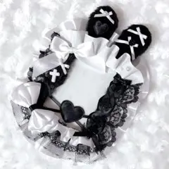 【B8サイズ】硬質ケースデコ レースデコ リボンデコ 黒 白 うさ耳