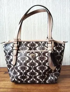 美品　COACH　コーチ　シグネチャー　ミニトートバッグ　ハンドバッグ