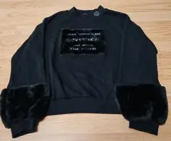 バーガンディ ブラックトレーナーLサイズ