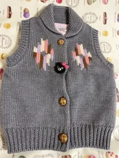 ミキハウス DOUBLE.B ニットベスト 90 刺繍 クマ