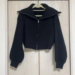 GRL ダブルジップショート丈リブニットトップス