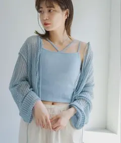 カスタネ　カットレースカーディガン