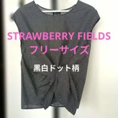 【美品】ストロベリーフィールズ　水玉ドット柄 フレンチスリーブ Fサイズブラウスのサムネイル