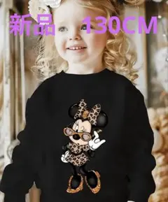 新品　ミニーマウス 絵柄 ブラック トレーナー フリース裏起毛