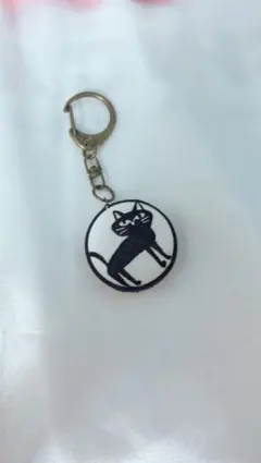 黒猫 ト音記号 キーホルダー(裏表、1個)