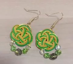 【水引ピアス】黄×黄緑⭐︎