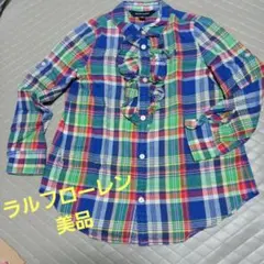 【Ralph Lauren 】美品チェック柄フリルシャツ　120/60
