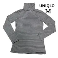 UNIQLO ユニクロ ヒートテック タートルネック 白黒 ボーダー M