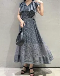 スナイデル　プリントラッフルカラーワンピース