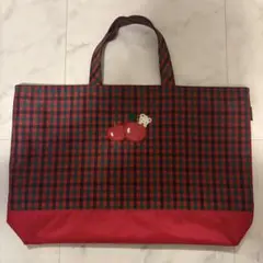 【ファミリア】チェック柄トート・レッスンバッグ