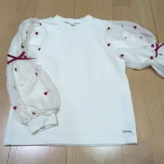 アプレレクール　袖チュール　ハート刺繍トップス　120cm