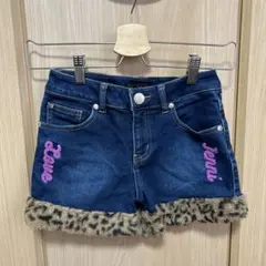 JENNI love ヒョウ柄ファー付きデニムショートパンツ