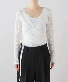 EDIT FOR LULU レースカシュクールカーディガン　白のサムネイル