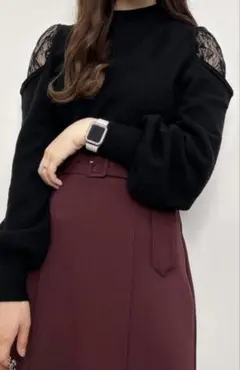 INGNI 肩開きレース袖ニット free size