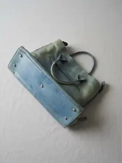 DIONIGI イタリア製 本革 ヴィンテージ加工 レザートートバッグ 青
