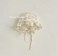 ベビー ボンネット 花柄 フリル 帽子