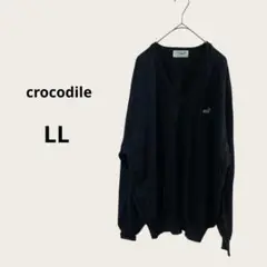 crocodile ニット Ｖネック ワンポイント ブラック ゆったり LL