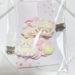 前髪クリップ ヘアクリップ デコ ホイップデコ 黄色 ピンク 白