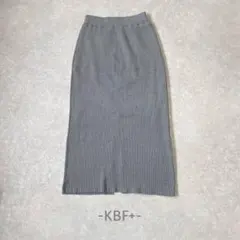 KBF+/リブニットタイトスカート/ONE/グレー/ロング/ウエストゴム