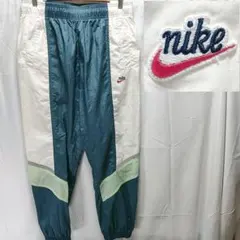 NIKE ナイロンパンツ グリーン オフホワイトXL