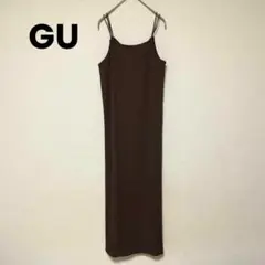 zo227 GU/リブキャミソールワンピース/Iラインロングワンピース