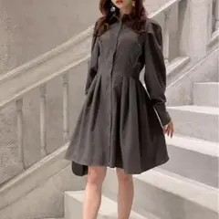 パワショルフレアシャツワンピース　GRL